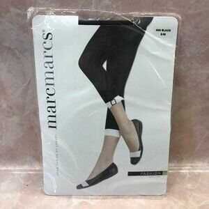 NEW Marc Marcs European Leggings Black White Cuff Capri Pants NWT Small 699 S/M